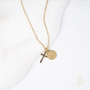 Catholic Town Saint Jude Thaddeus "San Judas Tadeo" Stainless Steel medal and cross with chain (Available in Gold and Silver colors)