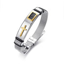 Catholic Town Men's Adjustable Bracelet Cross Stainless Steel Mesh Chain Wrist Band Bracelet