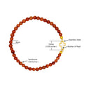 Catholic Town Stainless Steel Cross Bracelet with 4mm Sandstone ( Venturina ) beads ( CTBSSCROV4N-G )