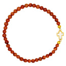 Catholic Town Stainless Steel Cross Bracelet with 4mm Sandstone ( Venturina ) beads ( CTBSSCROV4N-G )