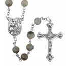 Catholic Town Labradorite 8mm stone beads rosary with Holy family center piece (CTRHF-LAB)