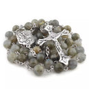 Catholic Town Labradorite 8mm stone beads rosary with Holy family center piece (CTRHF-LAB)