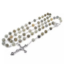 Catholic Town Labradorite 8mm stone beads rosary with Holy family center piece (CTRHF-LAB)