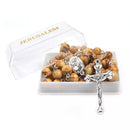 Catholic Town 6mm Olive round wood beads Rosary with Holy Land medal and Metal Jerusalem cross ( CTRMSHS-IVR )