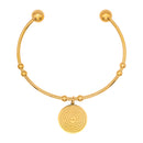 Catholic Town Stainless Steel Religious Cuff Bangle Ball Ends Bracelet with Our Lady of Charity "Virgen de la Caridad del Cobre" medal ( Gold & Silver color available )