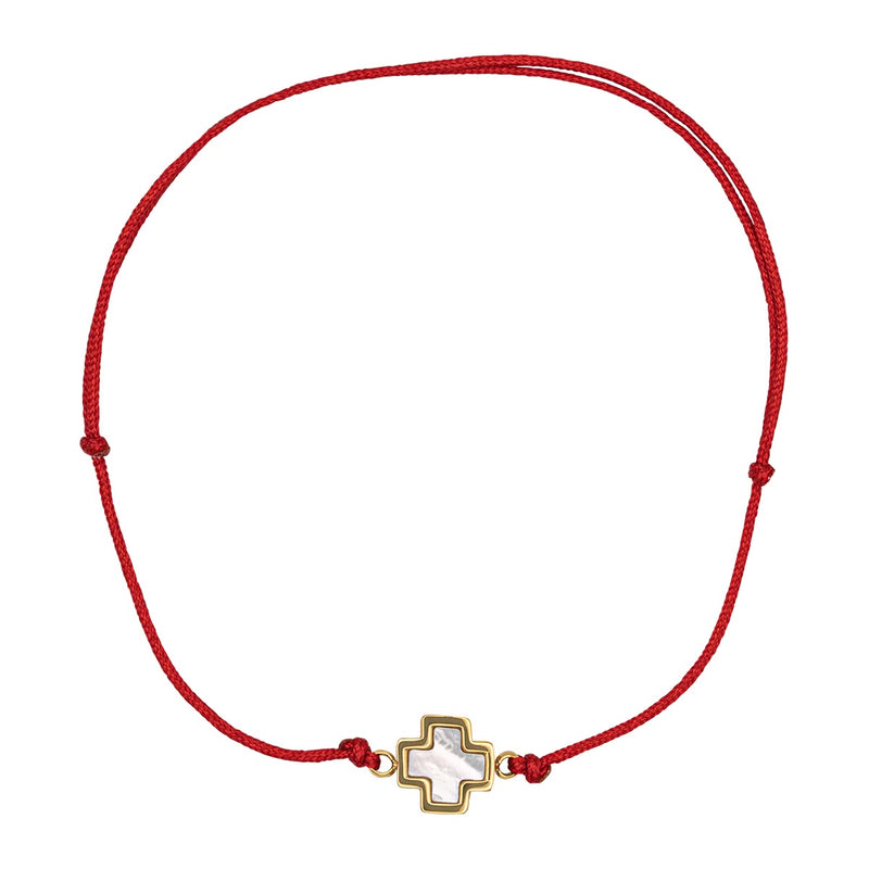 Catholic Town inspirational adjustable red cord bracelet with stainless steel cross ( SSBSCROSS-REDG )