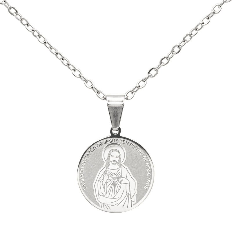 Catholic Town Sacred Heart of Jesus Medal Necklace ( Available in Gold and Silver colors )