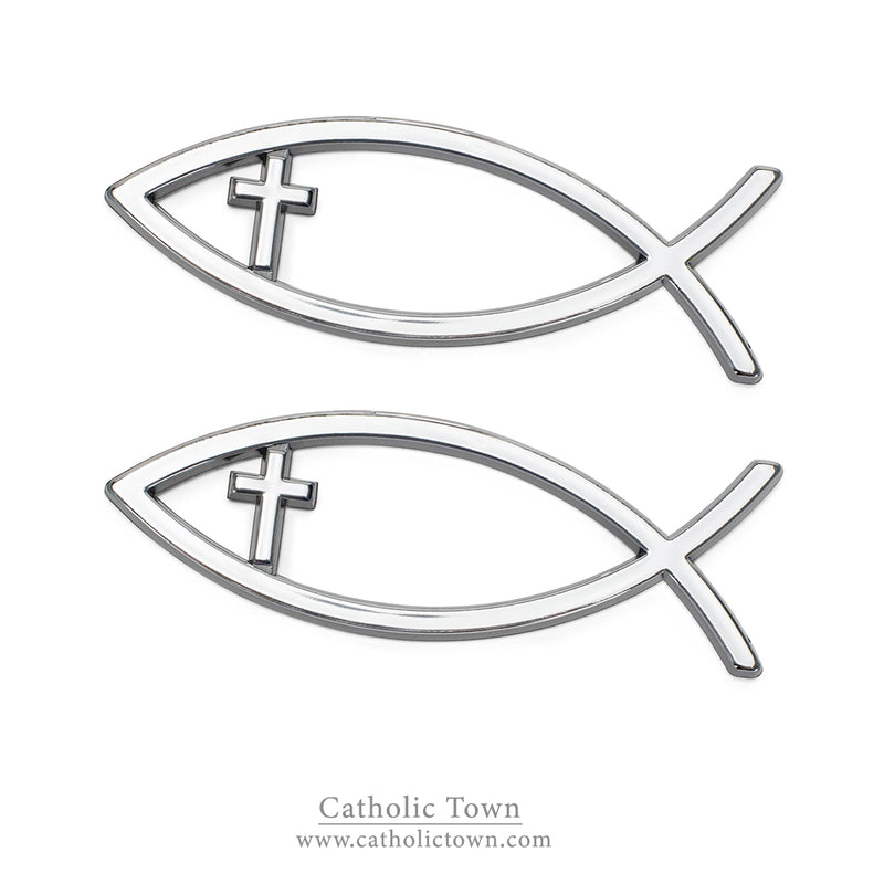 Car Chrome Emblem Jesus Christian Fish Symbol 3D Decal Badge ( CFAEC-S )