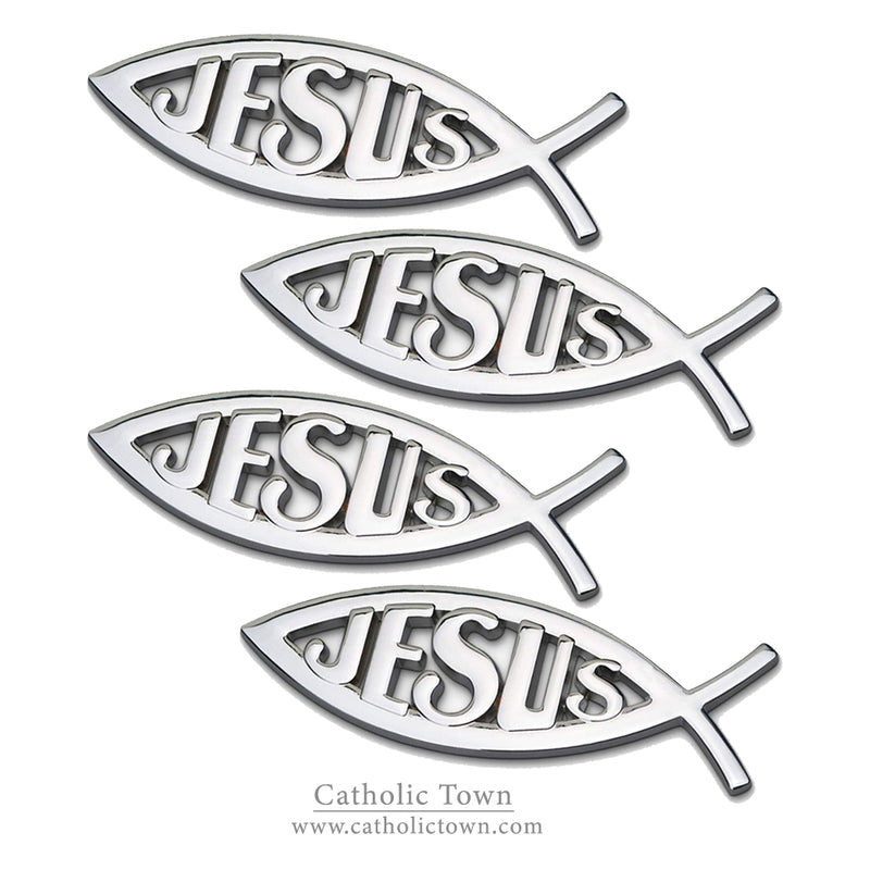 1-12 Car Chrome Emblem Jesus Christian Fish Symbol 3D Decal Badge ( CFAEJ-S )
