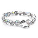 Catholic Town bracelet with Saint Benedict alloy beads and cross ( CTBSBC-CLR )
