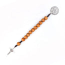 Catholic Town St Benedict Medal 1-Decade Tenner Pocket Rosary with 10mm wood beads ( ROSHSBW-BRN )