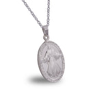 Catholic Town Divine Mercy and Sacred Heart of Jesus Double Sided Oval catholic pendant with chain ( Available in Gold and Silver colors )