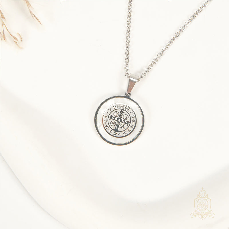 Catholic Town stainless steel St Benedict Medal Necklace ( Available in Gold and Silver colors )