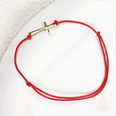 Catholic Town inspirational adjustable red cord bracelet with stainless steel cross ( SSBSCROS-REDG )
