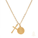 Catholic Town Saint Jude Thaddeus "San Judas Tadeo" Stainless Steel medal and cross with chain (Available in Gold and Silver colors)