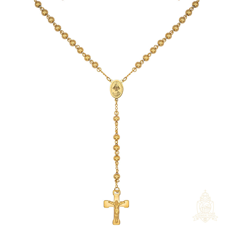 Catholic Town Stainless steel rosary with Our Lady of Charity "Virgen de la Caridad del Cobre" centerpiece 6mm beads and cross crucifix ( SSROSCHD-G )