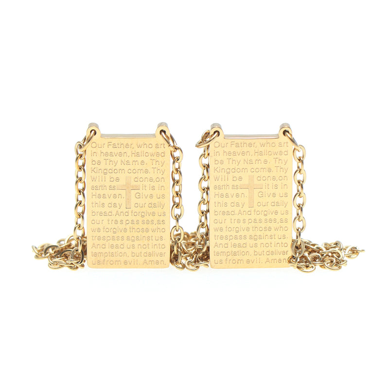 Catholic Town Stainless Steel Scapular with "OUR FATHER" ( Available in Gold and Silver colors )