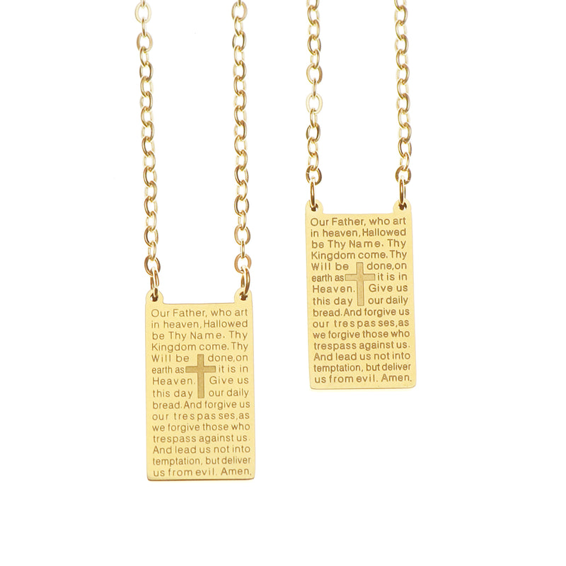 Catholic Town Stainless Steel Scapular with "OUR FATHER" ( Available in Gold and Silver colors )