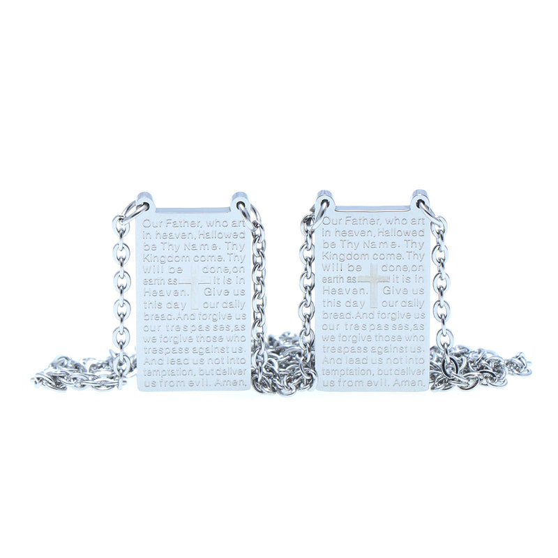 Catholic Town Stainless Steel Scapular with "OUR FATHER" ( Available in Gold and Silver colors )