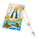 Catholic Town Our Lady of Charity ( Virgen de la Caridad del Cobre ) Rosary lapel pin, Gold Tone, imitation pearl Religious cross brooch ( ROSPINCWC-G )