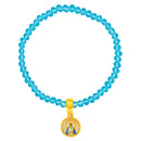 Catholic Town elastic Bracelet with Virgen de la Caridad del Cobre and Sagrado Corazón de Jesus medal with 4mm beads ( Available colors: Blue, Clear, Red, White, Yellow, Pearl White )