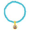 Catholic Town elastic Bracelet with Virgen de la Caridad del Cobre and Sagrado Corazón de Jesus medal with 4mm beads ( Available colors: Blue, Clear, Red, White, Yellow, Pearl White )