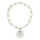 Catholic Town Bracelet with Stainless Steel Virgen de la Caridad del Cobre Medal and natural pearl beads ( Gold & Silver )