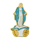 Catholic Town Miraculous Medal Lady of Grace Lapel Pin, Small Gold Tone with Color (VMP-G)