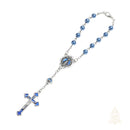 Catholic Town Blue Miraculous Medal Car Rosary with Pearl-Look Beads and Crucifix – Rearview Mirror Rosary