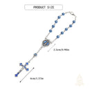 Catholic Town Blue Miraculous Medal Car Rosary with Pearl-Look Beads and Crucifix – Rearview Mirror Rosary