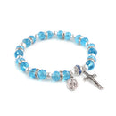 Catholic Town Woman Bracelet Beaded Stretch with crucifix and Miraculous medal ( Available in Red and Blue colors )