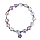 Catholic Town Women's Beaded Stretch Bracelet with Divine Mercy medal ( CTBDMM-CLR )