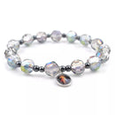 Catholic Town Women's Beaded Stretch Bracelet with Divine Mercy medal ( CTBDMM-CLR )