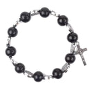 Catholic Town bracelet with Saint Benedict alloy beads, 10mm wood beads and crucifix ( available colors: Black, Brown, Ivory and Red )