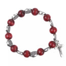Catholic Town bracelet with Saint Benedict alloy beads, 10mm wood beads and crucifix ( available colors: Black, Brown, Ivory and Red )