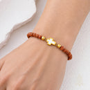 Catholic Town Stainless Steel Cross Bracelet with 4mm Sandstone ( Venturina ) beads ( CTBSSCROV4N-G )