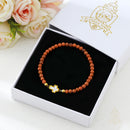 Catholic Town Stainless Steel Cross Bracelet with 4mm Sandstone ( Venturina ) beads ( CTBSSCROV4N-G )