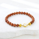 Catholic Town Stainless Steel Cross Bracelet with 6mm Sandstone ( Venturina ) beads ( CTBSSCROV6N-G )