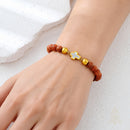 Catholic Town Stainless Steel Cross Bracelet with 6mm Sandstone ( Venturina ) beads ( CTBSSCROV6N-G )