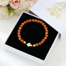 Catholic Town Stainless Steel Cross Bracelet with 6mm Sandstone ( Venturina ) beads ( CTBSSCROV6N-G )