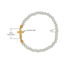 Catholic Town Stainless Steel Cross Bracelet with 4mm white round beads ( Available in Gold & Silver colors )