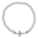Catholic Town Stainless Steel Cross Bracelet with 4mm white round beads ( Available in Gold & Silver colors )
