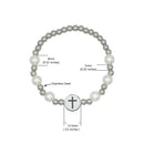 Catholic Town stainless steel Bracelet with two side white enamel cross medal (CTBSSECM-S)