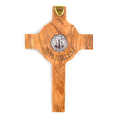 Catholic Town Small Olive Wood Wall Crucifix with Silver Corpus – 6.3 x 3.9 inches (CTCRFSBOW16-IVR)