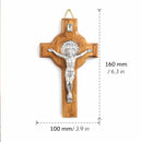 Catholic Town Small Olive Wood Wall Crucifix with Silver Corpus – 6.3 x 3.9 inches (CTCRFSBOW16-IVR)