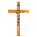 Catholic Town Handcrafted Wooden Wall Crucifix with Brass Corpus – 15 x 8.9 Inches (CTCRFSBW38-IVR)