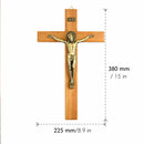 Catholic Town Handcrafted Wooden Wall Crucifix with Brass Corpus – 15 x 8.9 Inches (CTCRFSBW38-IVR)