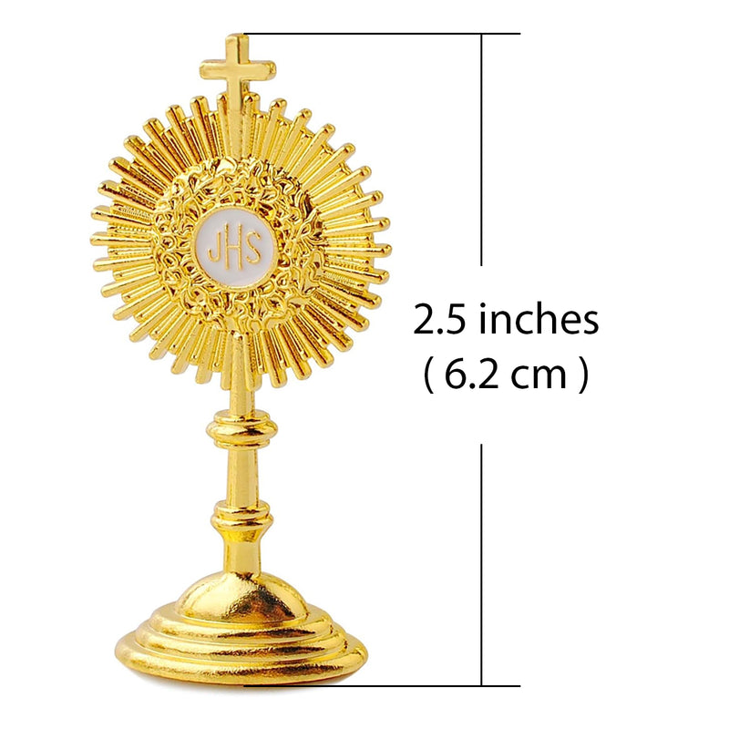 Catholic Town Communion Standing Cross Chalice Statue JHS Emblem with Sticker, 2.5 inches, Gold Tone ( CTJHSEWS-G )