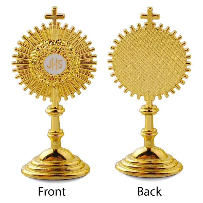 Catholic Town Communion Standing Cross Chalice Statue JHS Emblem with Sticker, 2.5 inches, Gold Tone ( CTJHSEWS-G )