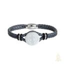 Catholic Town Saint Benedict Leather Bracelet with Stainless Steel Medal (CTLSSBSBM-GRYS)
